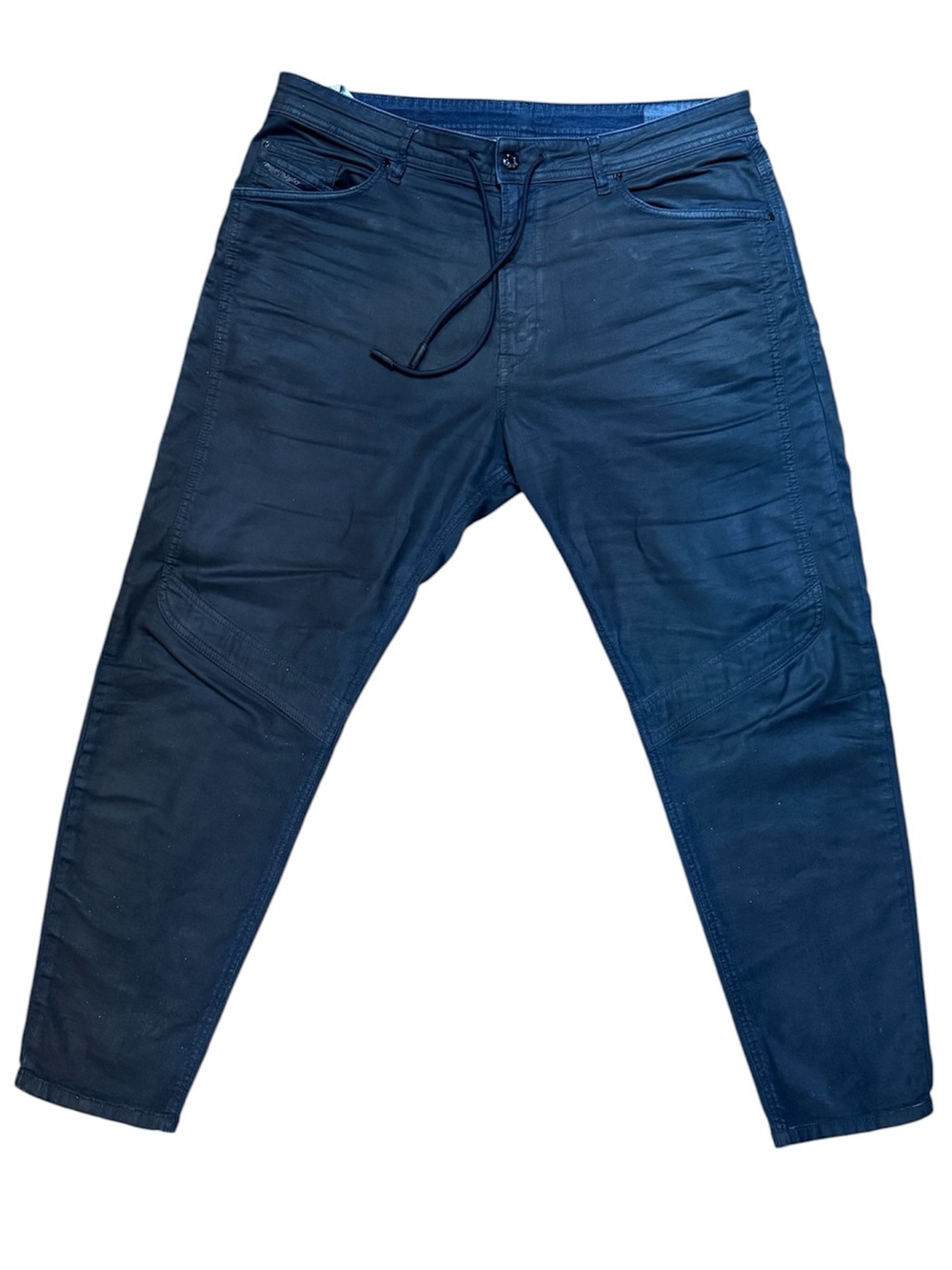 Men's VINTAGE “narrot” black Navy wash leather Jogger pant size 36 zipper